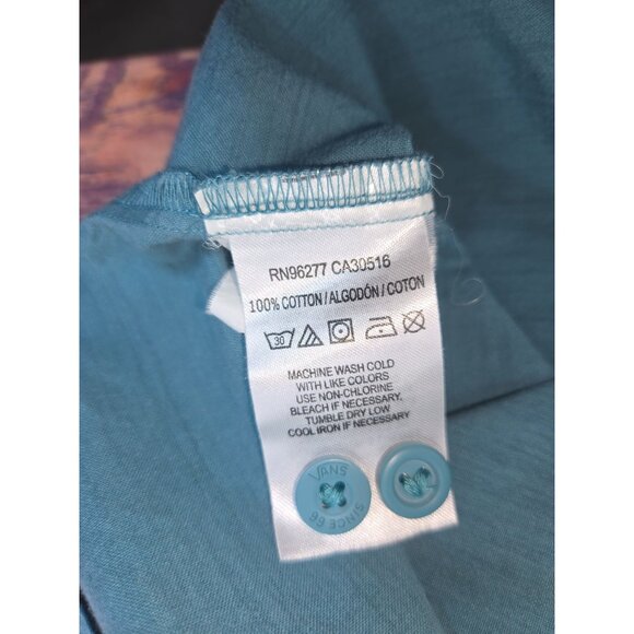 Vans Mens Blue Short Sleeve Button-Up Shirt Large - Barbed Wire Print - Picture 5 of 8